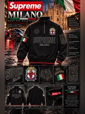 Supreme Milano Half Zip Pullover in Black from FW22 Collection 🔥New! Size: XL